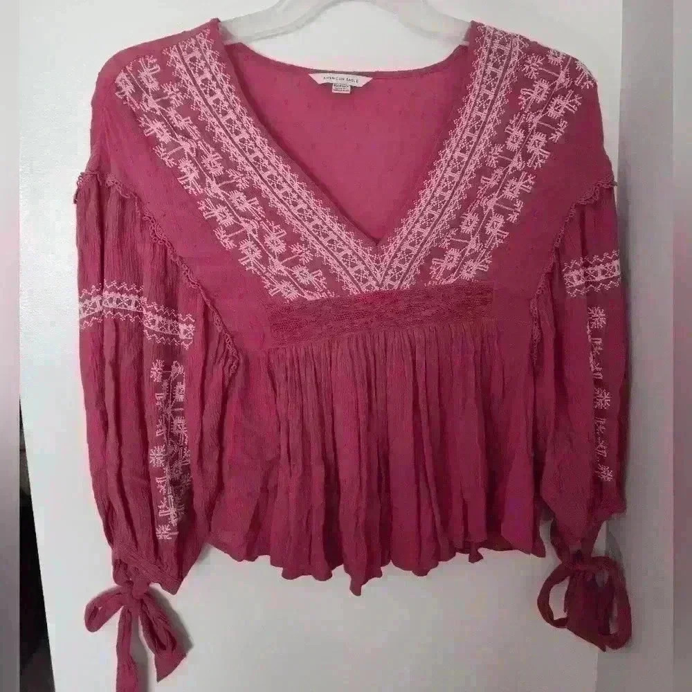 American eagle boho peasant top size m #104